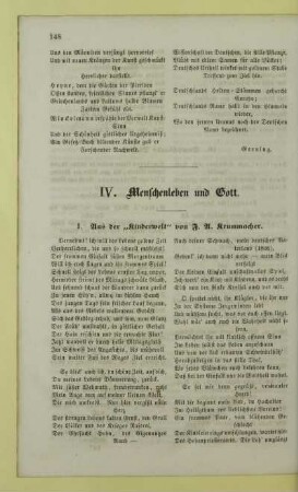 IV. Menschenleben und Gott