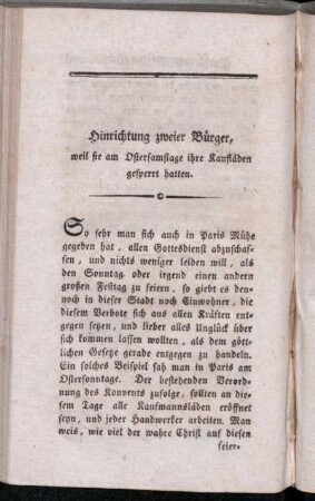 Hinrichtung zweier Bürger, weil sie am Ostersamstage ihre Kaufläden gesperrt hatten