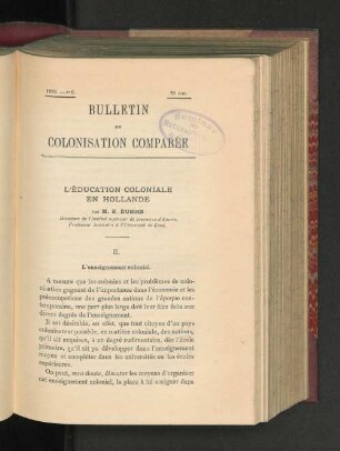L'Éducation Coloniale En Hollande.