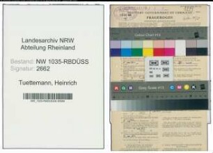 Entnazifizierung Heinrich Tuettemann , geb. 06.11.1903 (Steiger)