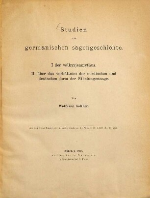 Studien zur germanischen sagengeschichte