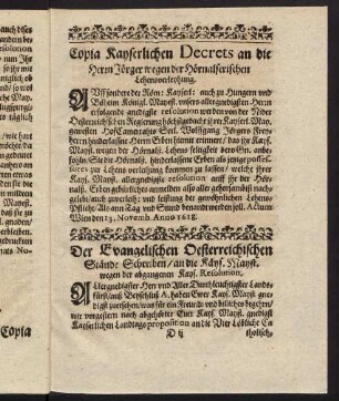 D2r-D2v, Der Evangelischen Oesterreichischen Stände Schreiben