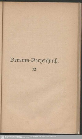 Vereins-Verzeichniß