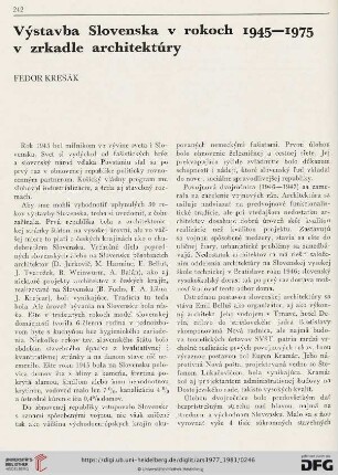 Výstavba Slovenska v rokoch 1945-1975 v zrkadle architektúry