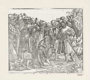 Samuel salbt Saul, aus: Martin Luther, "Biblia: Das ist: Die gantze heilige Schrifft: Deudsch", Wittenberg 1561, S. 155 recto