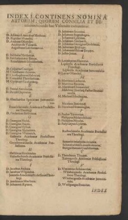 Index I. Continens Nomina Autorum ...