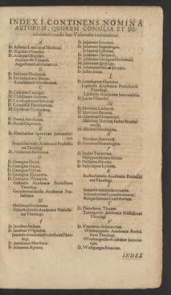 Index I. Continens Nomina Autorum ...