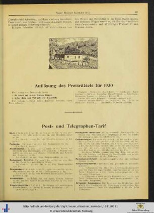 Post- und Telegraphen-Tarif.