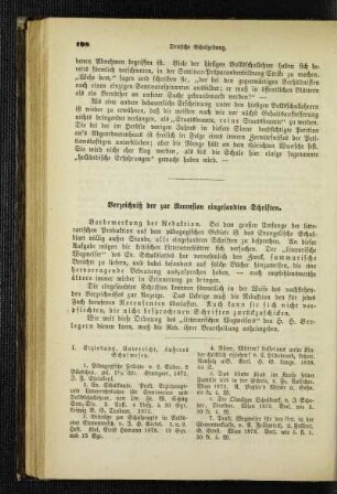 Verzeichniß der zur Recension eingesandten Schriften