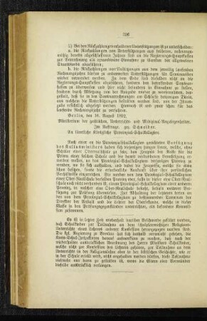 Verfügung des Kultusministers