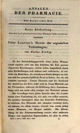 Annalen der Pharmacie. 25, 25. 1838