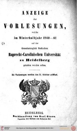 Wintersemester 1860/1861