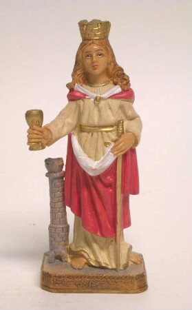 Heilige Barbara mit Krone, Kelch, Schwert und Turm
