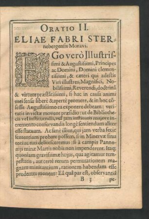 Oratio II. Eliae Fabri Sternebergensis Moravi.