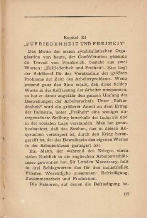 Kapitel XI. "Zufriedenheit und Freiheit"