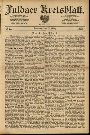 Erste Ausgabe vom Samstag, den 02. März 1895.