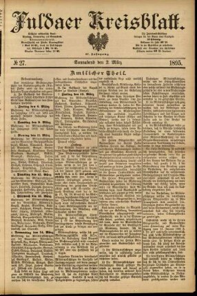 Erste Ausgabe vom Samstag, den 02. März 1895.