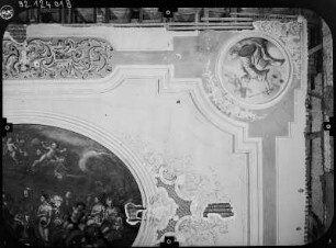 Zittau. Ehem. Franziskanerkloster. Heffterbau (1652/1662; M. Pötzsch). Großer Saal (ehem. Bibliothekssaal) mit Deckengemälde (Vorstellung der Pandora durch Jupiter)