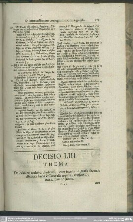 Decisio LIII. De crimine adulterii duplicati, cum incestu in gradu secundo affinitatis lineae collateralis aequalis, coniuncto, extraordinarie punito