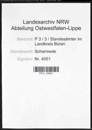 Sterberegister Standesamt Scharmede