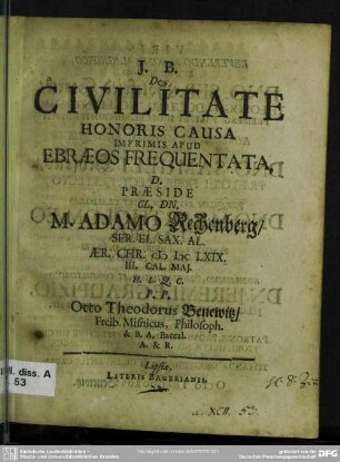 De civilitate honoris causa imprimis apud ebraeos frequentata