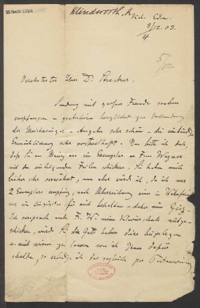 Brief an Ludwig Strecker  und B. Schott's Söhne : 03.12.1903