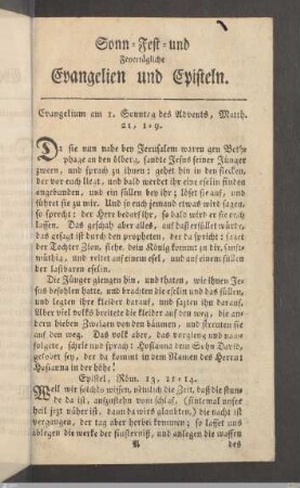 Sonn-Fest-und Feyertägliche Evangelien und Episteln.