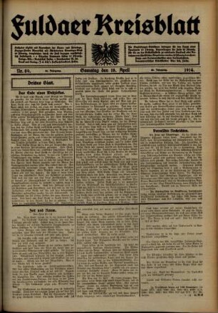 Dritte Ausgabe vom Samstag, den 18. April 1914.