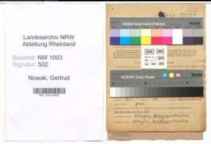 Entnazifizierung Gertrud Nowak , geb. 05.10.1918 (Kuechenhilfe)