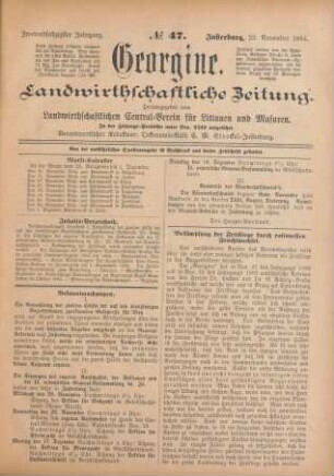 Zweiundsechzigster Jahrgang. No. 47. Insterburg, 22. November 1894.