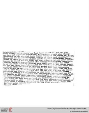 Briefe von und an Ulrich und Ulrike von Wilamowitz-Moellendorff ("1. Abschrift"): Brief von Ulrich von Wilamowitz-Moellendorff an Arnold von Wilamowitz-Moellendorff und Ulrike von Wilamowitz-Moellendorff