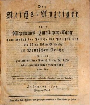 Kaiserlich privilegirter Reichs-Anzeiger. 1793,2, 1793, 2