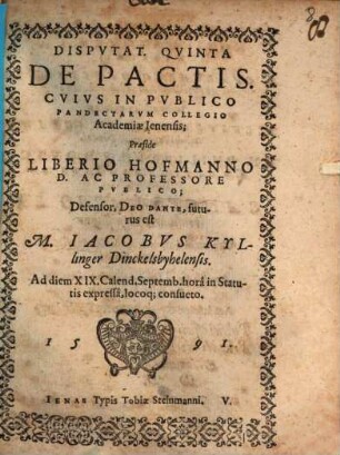 Dispvtat. Qvinta De Pactis