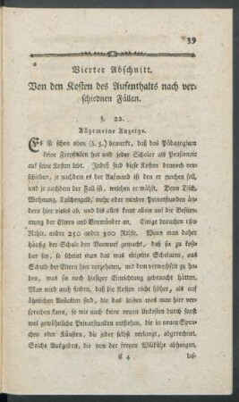 Vierter Abschnitt. Von den Kosten des Aufenthalts nach verschiednen Fällen