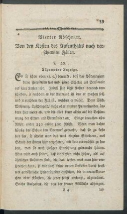 Vierter Abschnitt. Von den Kosten des Aufenthalts nach verschiednen Fällen