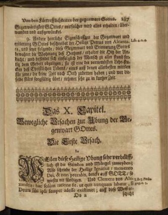 Das X. Capitel. Bewegliche Ursachen zur Übung der Gegenwart Gottes.