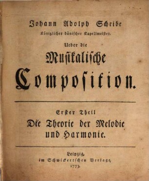 Über die musikalische Composition. 1. (1773)