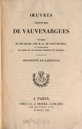 Oeuvres complètes de Vauvenargues : précédées d'une notice sur sa vie et ses ouvrages, [3]
