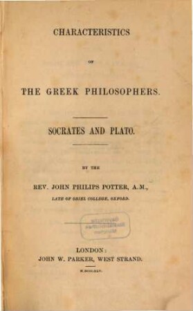 Characteristics of the Greek Philosophers : Socrates and Plato