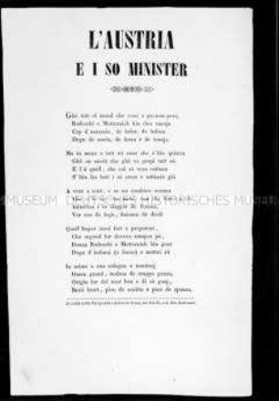 Anonymes Flugblatt: L'Austria e i so minister (Österreich und seine Minister); undatiert