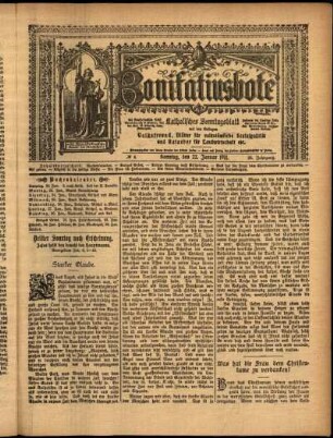 Erste Ausgabe vom Sonntag, den 22. Januar 1911.