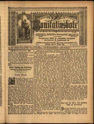 Erste Ausgabe vom Sonntag, den 22. Januar 1911.