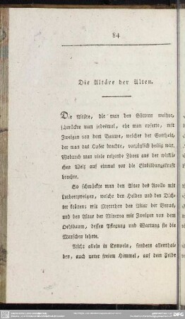 Die Altäre der Alten