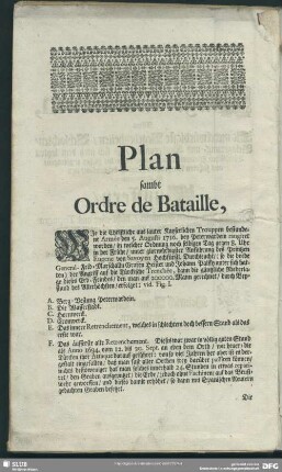 Plan sambt Ordre de Bataille