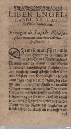 LIBER ENGELHARDI DE LAPIde Philosophorum.