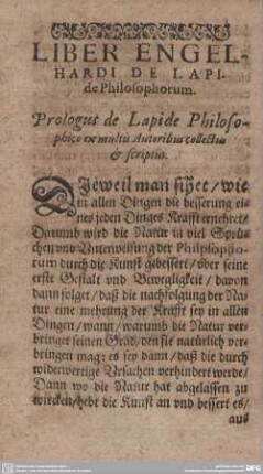 LIBER ENGELHARDI DE LAPIde Philosophorum.