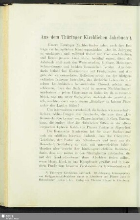 Aus dem Thüringer Kirchlichen Jahrbuch