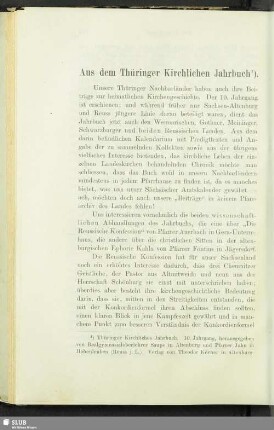 Aus dem Thüringer Kirchlichen Jahrbuch