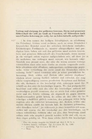 2. Vertrag und einigung der gefürsten Gravenn, Herrn und gemeyner Ritterschaft ...