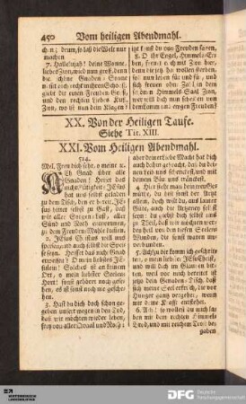 XXI. Vom Heiligen Abendmahl